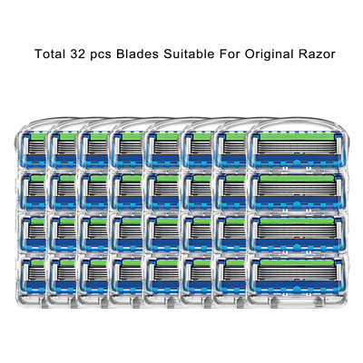 5 sluoksnių apsauginiai skutimosi peiliukai, keičiamos galvutės, tinkančios Gillettee Fusion Proglide Proshield Straight skutimosi skutimosi priedams
