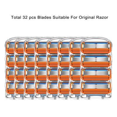 5 sluoksnių apsauginiai skutimosi peiliukai, keičiamos galvutės, tinkančios Gillettee Fusion Proglide Proshield Straight skutimosi skutimosi priedams