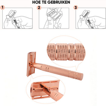 Комплект самобръсначки от розово злато HAWARD, Екологична безопасна самобръсначка с двойно острие за многократна употреба за жени, 1 самобръсначка, калъф за изхвърляне на 1 острие и 10 остриета