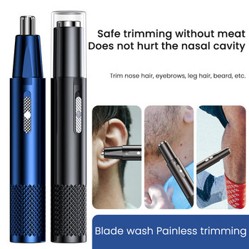 Електрически бръснещ тример за коса в носа за мъже Тример за нос и уши с двойно острие Машинка за подстригване Обезкосмяване Акумулаторна самобръсначка