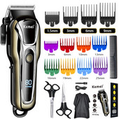 KEMEI Mașină de tuns pentru frizer Mașină de tuns profesională pentru bărbați Mașină de tuns părul fără fir cu fir
