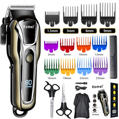 KEMEI Mașină de tuns pentru frizer Mașină de tuns profesională pentru bărbați Mașină de tuns părul fără fir cu fir