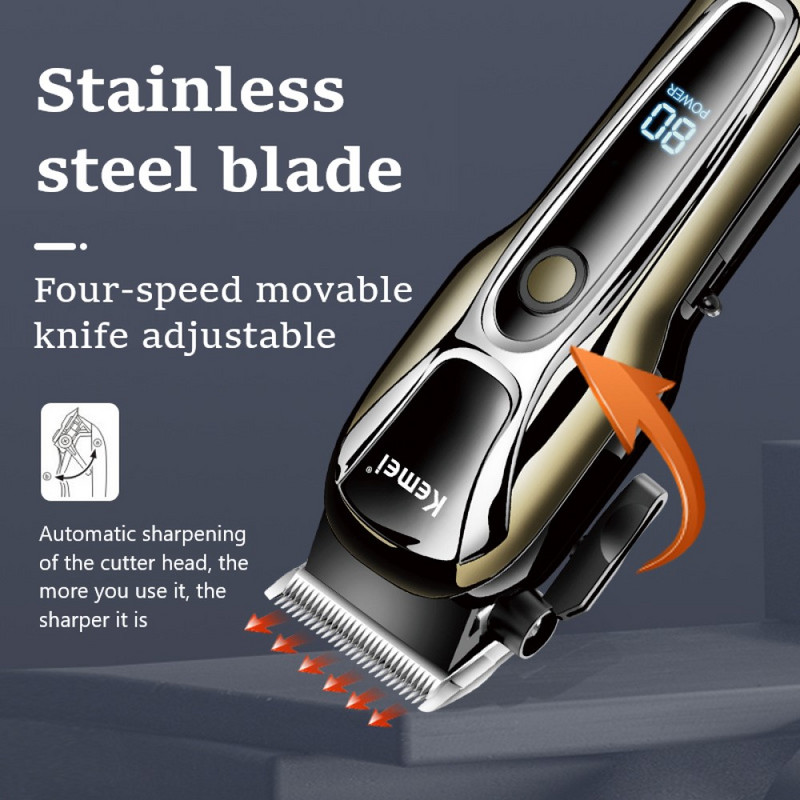 KEMEI Mașină de tuns pentru frizer Mașină de tuns profesională pentru bărbați Mașină de tuns părul fără fir cu fir