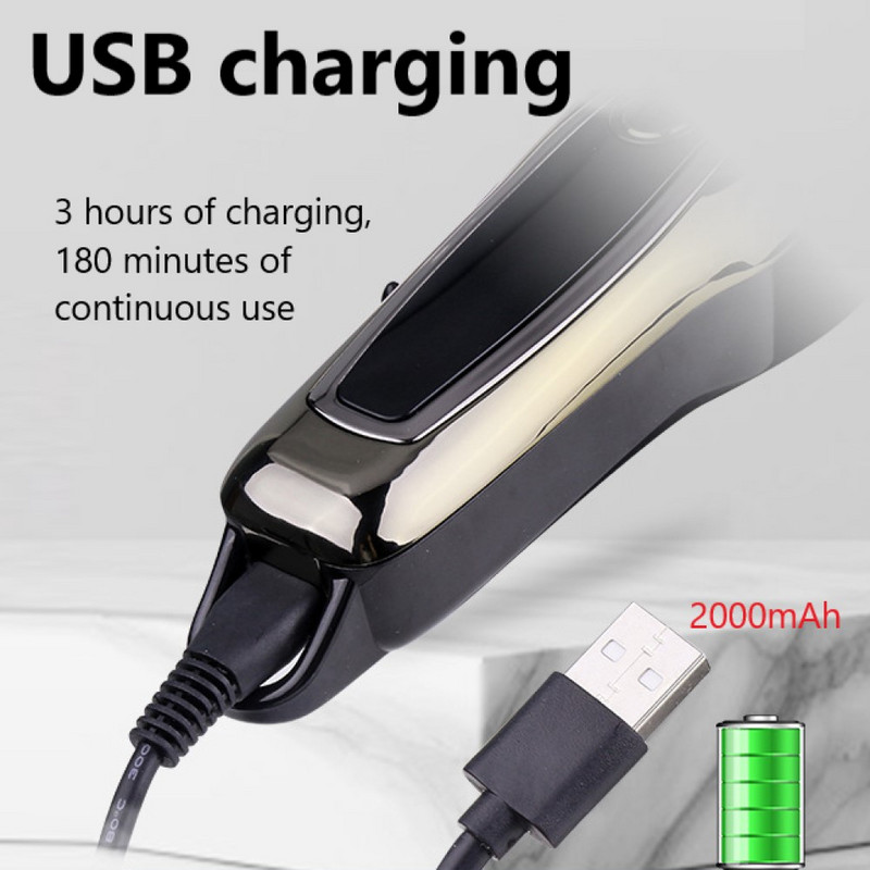 KEMEI Mașină de tuns pentru frizer Mașină de tuns profesională pentru bărbați Mașină de tuns părul fără fir cu fir