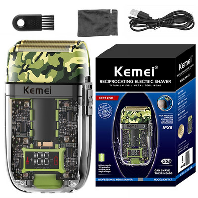 Kemei profesionalna mašinica za šišanje, podesivi trimer za muškarce, kabelski i bežični električni punjivi aparat za šišanje brade