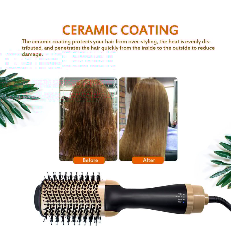 Vieno žingsnio plaukų džiovintuvas ir apimtį suteikiantis salonas plaukų džiovintuvas karšto oro padas formavimo šepetys neigiamų jonų generatorius plaukų tiesinimo suktukas