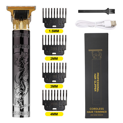 USB T9 Vintage Carving Professzionális Hajvágó Szakáll Férfi Elektromos vezeték nélküli hajvágógép Fodrász Clipper Öngyújtó