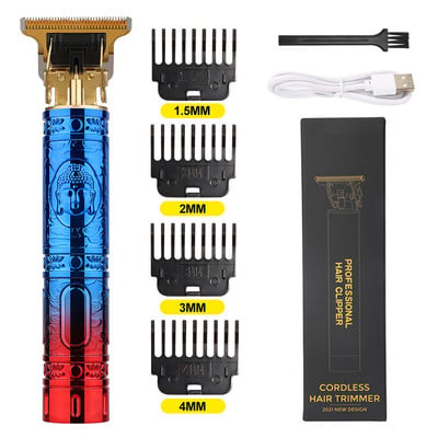 USB T9 Vintage Carving Professzionális Hajvágó Szakáll Férfi Elektromos vezeték nélküli hajvágógép Fodrász Clipper Öngyújtó