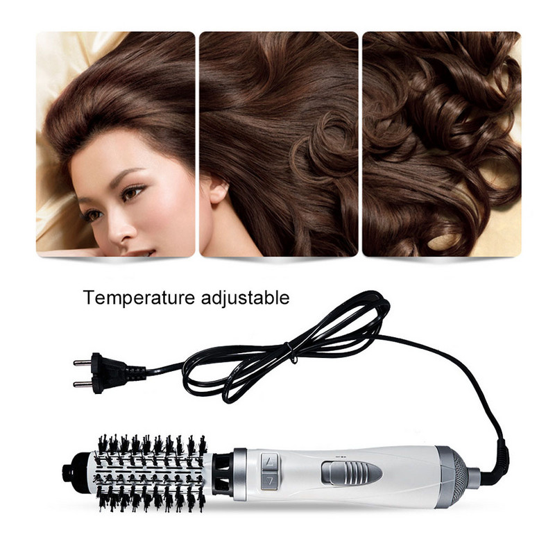 EU Plug Electric Hairdryer Brush 800-1000W Hot Hair Dryer Curler 360 μοιρών Περιστρεφόμενο κατά του ζεματίσματος Styler με ανταλλακτικές κεφαλές