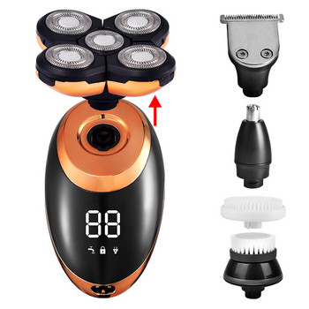 Професионална електрическа самобръсначка 3в1 USB акумулаторна миеща се мъжка самобръсначка с пет плаващи глави Машинка за подстригване Нос Ухо Тример за коса