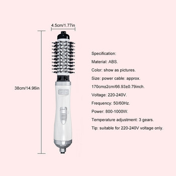 EU Plug Electric Hairdryer Brush 220-240V 800-1000W Hair Dryer Curler 360 Degree Rotable Anti-scald Household Styler