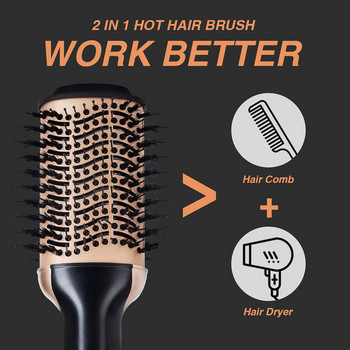 Dryer Hair Dryer Brush Στεγνωτήρας 3 σε 1 Στεγνωτήρας και βούρτσα ισιώματος Hot Air Brush Styler and Volumizer One Step dryer Brush