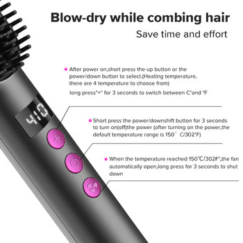 Ubeator 2 σε 1 χτένα μαλλιών Hot Air Brush Styler and Volumizer πιστολάκι μαλλιών ίσιωμα μαλλιών Curler Comb Roller One Step Electric