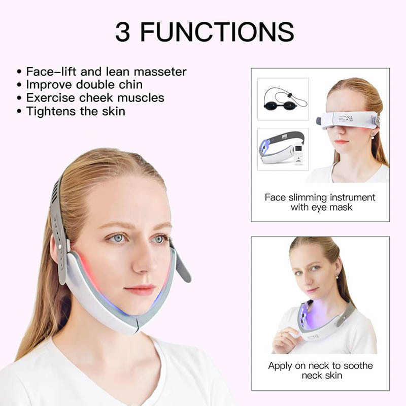 EMS mikroáramú arcemelő készülék LED foton terápiás vibrációs arcmasszázs dupla állú V-line lift arc karcsúsító gép