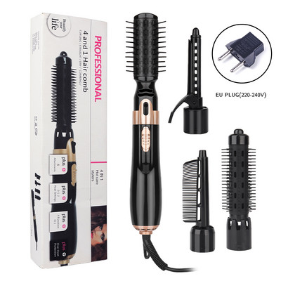 4 az 1-ben Hajgöndörítő Hajegyenesítő Fésű Elektromos Forgó Göndörítő Kefe Hajformázó Hajszárító Hajformázó eszköz Fodrászszalon Főoldal