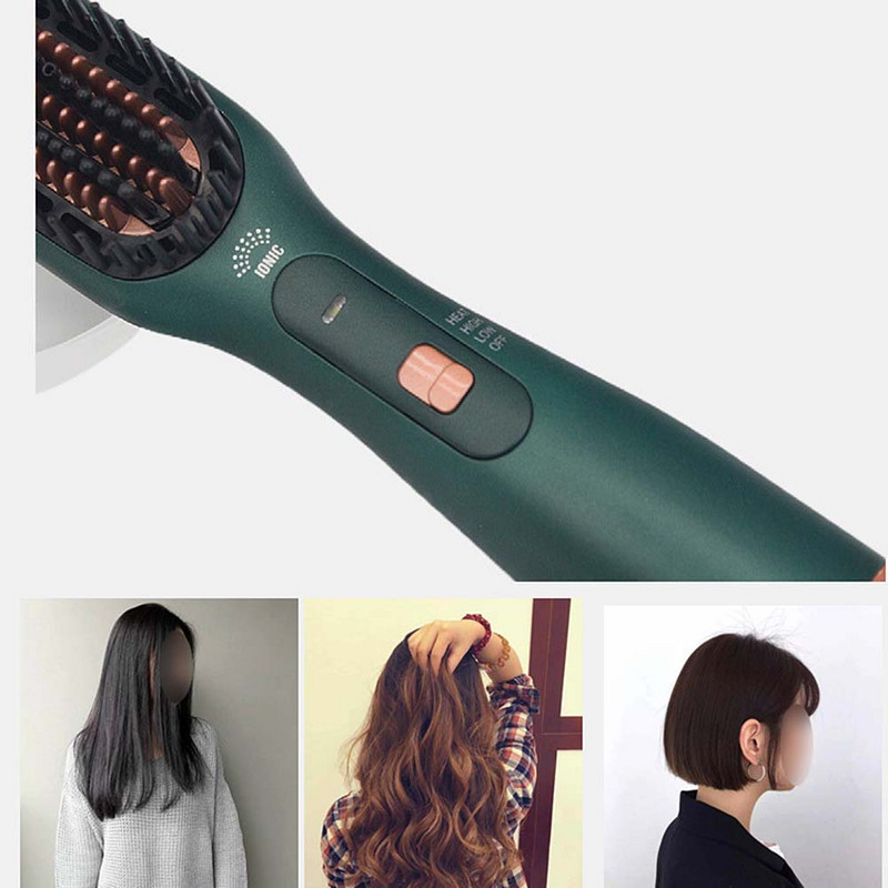 Uscător de păr portabil 2 în 1 perie cu ioni negativi pentru îndreptarea părului pieptene cu aer cald Dispozitiv de îndreptat multifuncțional