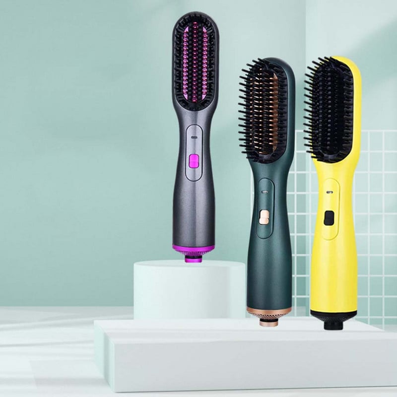 Uscător de păr portabil 2 în 1 perie cu ioni negativi pentru îndreptarea părului pieptene cu aer cald Dispozitiv de îndreptat multifuncțional