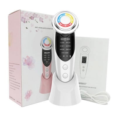 Dispozitive de lifting facial 7 în 1 RF Microcurent pentru întinerirea pielii Masaj facial Terapie cu lumină Aparat anti-îmbătrânire pentru înfrumusețare a ridurilor