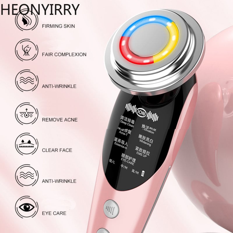 Dispozitive de lifting facial 7 în 1 RF Microcurent pentru întinerirea pielii Masaj facial Terapie cu lumină Aparat anti-îmbătrânire pentru înfrumusețare a ridurilor