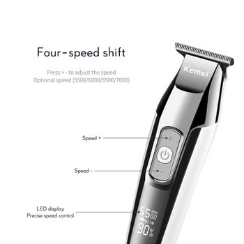 Kemei Professional Hair Clipper for Men Ψηφιακή ηλεκτρική κουρευτική LCD μηχανή ξυρίσματος Κούρεμα Barber Clippers Blade Razor