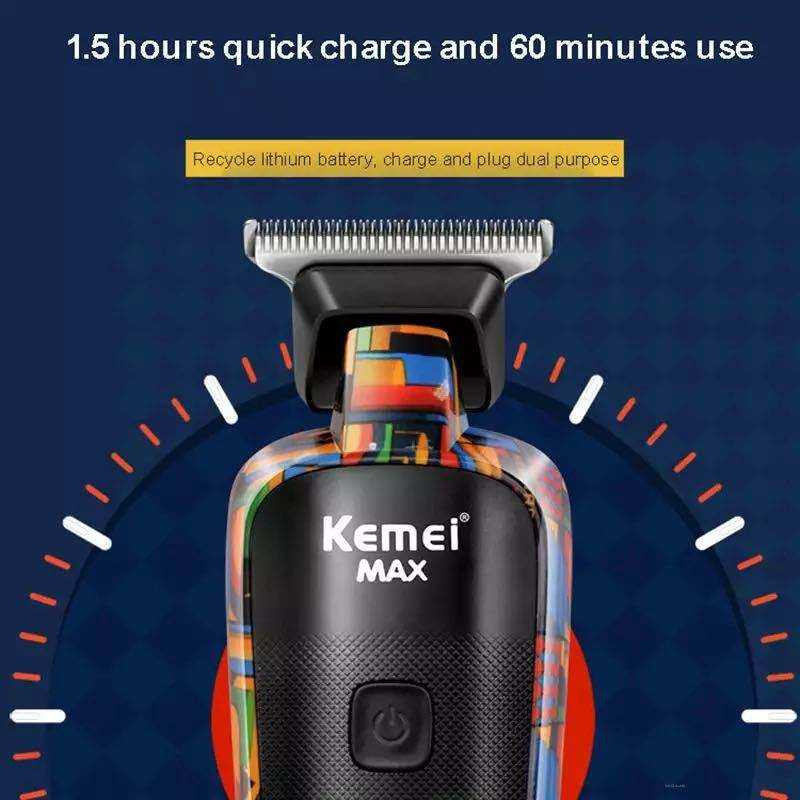 Kemei KM-5090 Electric Hair Clipper Multifunctional Hair Trimmer Printing Graffiti Razor ανδρική ξυριστική μηχανή USB