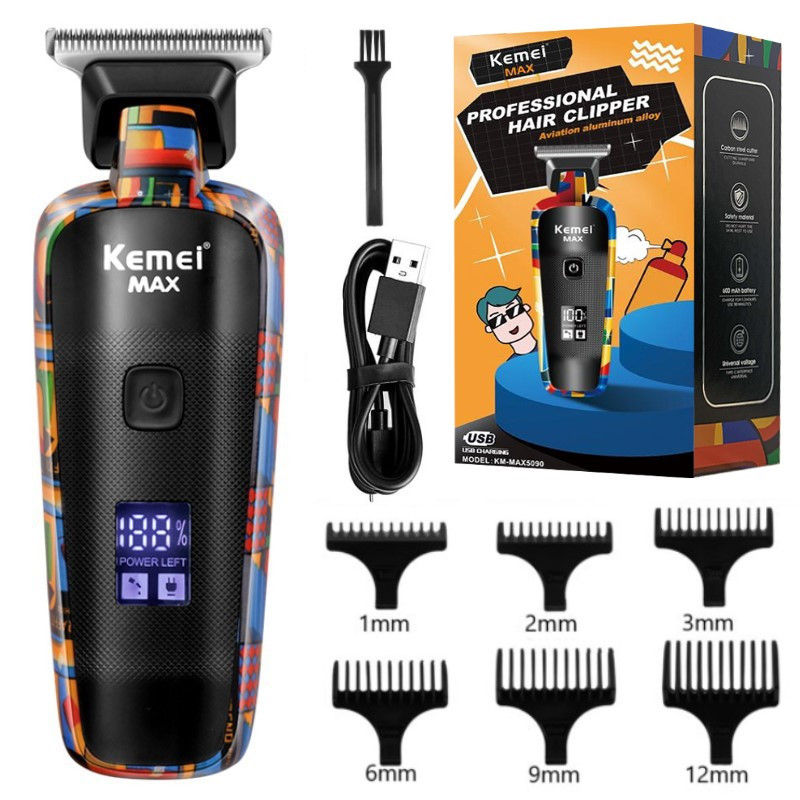 Kemei KM-5090 Electric Hair Clipper Multifunctional Hair Trimmer Printing Graffiti Razor ανδρική ξυριστική μηχανή USB
