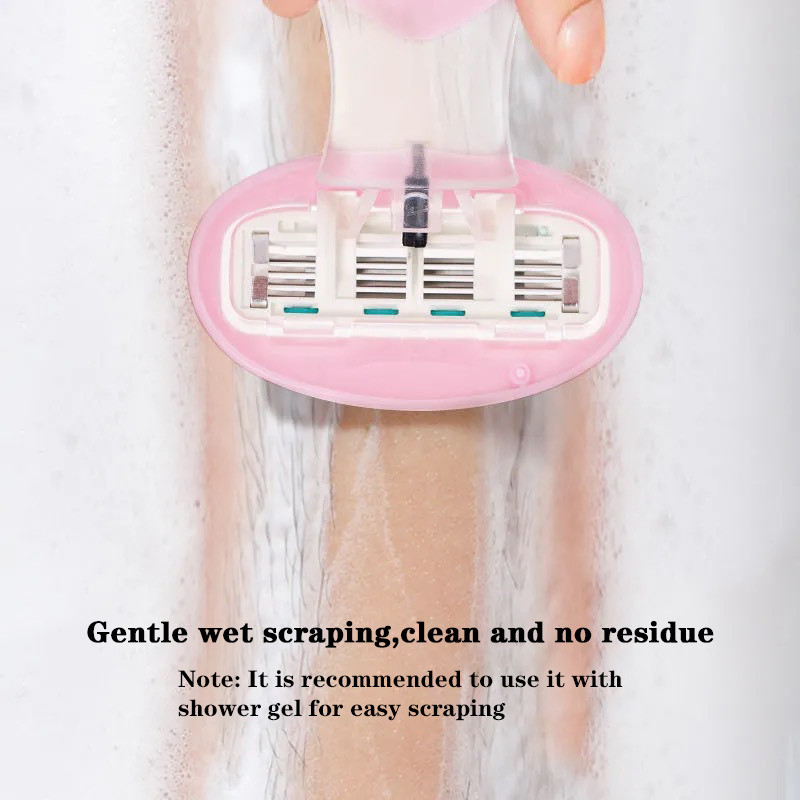 Nešiojamas skutimosi skustuvas moterims 4 ašmenų viso kūno plaukų šalinimo skustuvas su kelioniniu skutimosi dėklu.