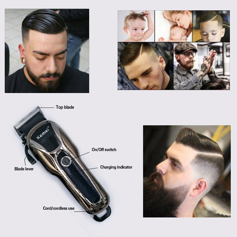 Kemei Electric Hair Clipper Hair Cutting Maching Wireless Trimmer Men Επαγγελματική μηχανή κουρευτικής επαναφορτιζόμενης κουρέας κουρέας