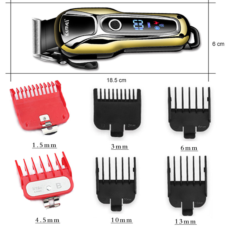 Kemei Electric Hair Clipper Hair Cutting Maching Wireless Trimmer Men Επαγγελματική μηχανή κουρευτικής επαναφορτιζόμενης κουρέας κουρέας