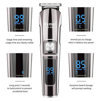 Kemei Professional Hair Trimmer Αδιάβροχο 6 σε 1 Hair Clipper Ηλεκτρικό μηχάνημα κοπής Beard trimmer Body Ανδρικό κούρεμα