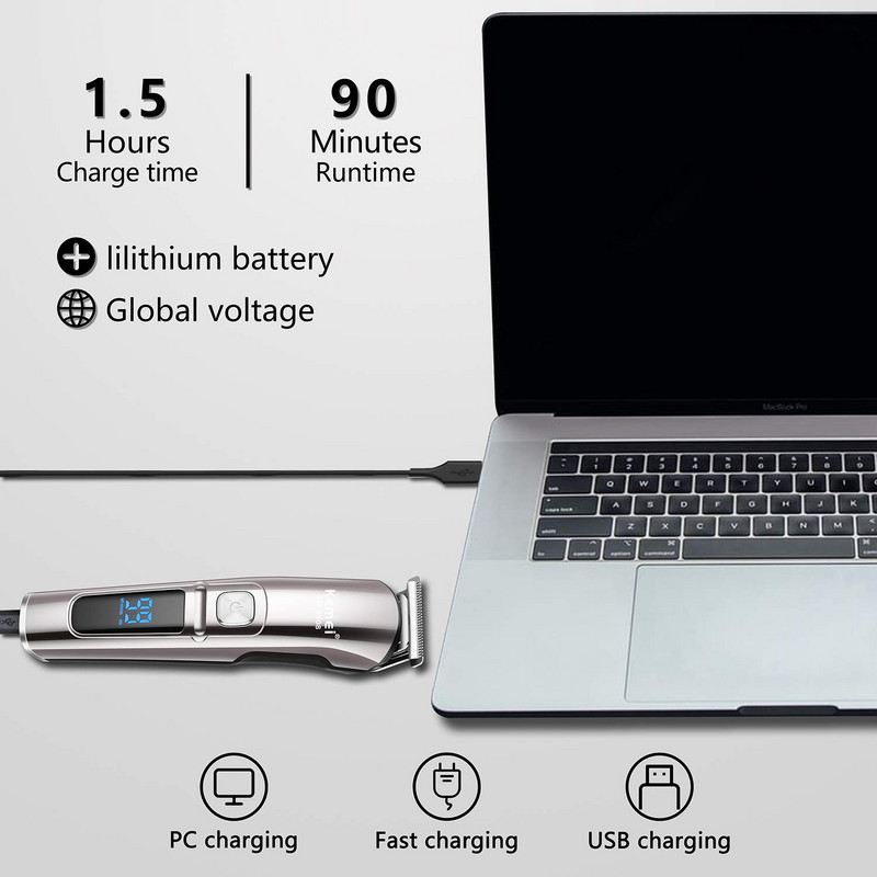 Kemei Professional Hair Trimmer Αδιάβροχο 6 σε 1 Hair Clipper Ηλεκτρικό μηχάνημα κοπής Beard trimmer Body Ανδρικό κούρεμα