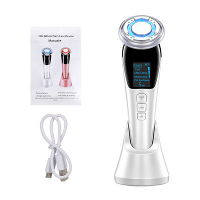 EMS Arcmasszírozó LED Fényterápia Vibrációs Ránctalanítás Bőrfeszesítő Hot Cool kezelés Bőrápoló Arc Beauty Készülék