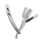 Profesionalus nerūdijančio plieno barzdaskutis su tiesiu kraštu su 10 vieno krašto skustuvo peiliukų