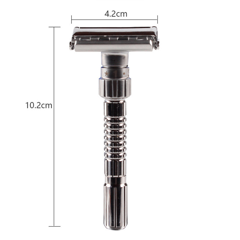 Muški brijač za brijanje Klasični ručni podesivi dvostruki metalni sigurnosni brijači za lice s 5 oštrica, zamjenski set aparata za brijanje Jednostavno čišćenje