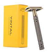 YINTAL muške brončane klasične dvostrane ručne britve s dugom drškom Sigurnosne britve za brijanje Zamjenjive klasične britve