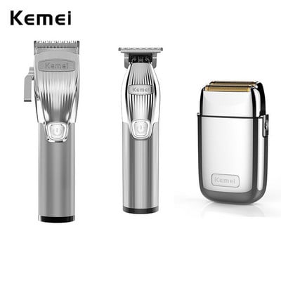 Kemei Professional Barber Shop Kit de tuns tuns 0 mm Trimmer Electric Shaver Finish Machine Set fără fir/cu cablu Li-on Clip