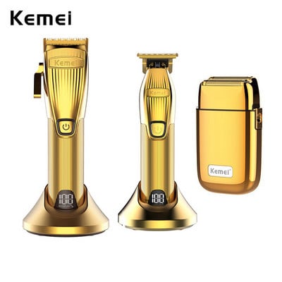 Kemei Professional Barber Shop Kit de tuns tuns 0 mm Trimmer Electric Shaver Finish Machine Set fără fir/cu cablu Li-on Clip
