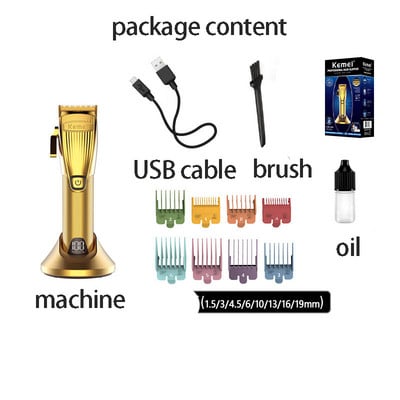Kemei Professional Barber Shop Kit de tuns tuns 0 mm Trimmer Electric Shaver Finish Machine Set fără fir/cu cablu Li-on Clip