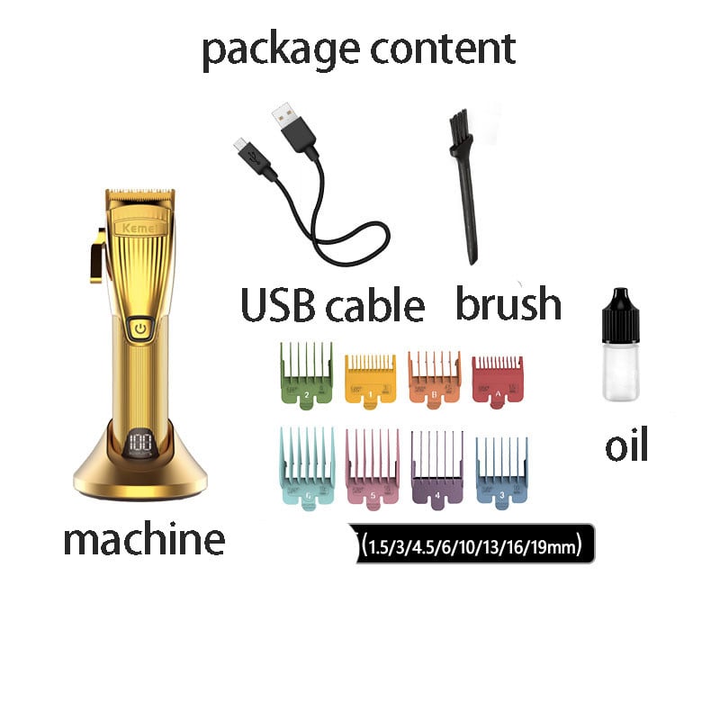 Kemei Professional Barber Shop Kit de tuns tuns 0 mm Trimmer Electric Shaver Finish Machine Set fără fir/cu cablu Li-on Clip