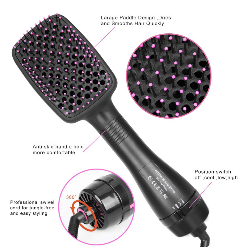 One Step Hajszárító és Volumerítő Hajszárító Szalon Hot Air Paddle Styling Brush Negative Ion Generator Hajvasaló otthon
