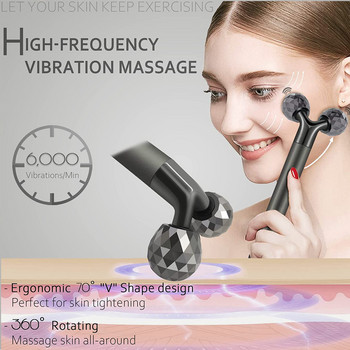 3D Roller & T Shape Face Massager 24k Gold Energy Beauty Bar Μασάζ ποδιών ματιών μέσης κατά των ρυτίδων Face Lift Skin Care Tools