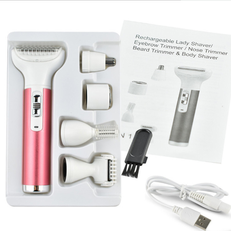 5 u 1 Ženski aparat za brijanje Bezbolno uklanjanje dlačica Epilator Stroj za brijanje Lice Brada Obrve Trimer za nos Tijelo Bikini Električni brijač