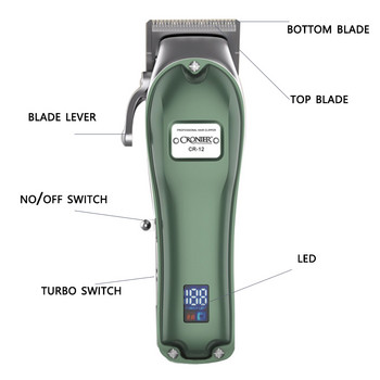 Регулируема безжична професионална машинка за подстригване бръснар изцяло метален тример за коса за мъже мощна електрическа машина за подстригване