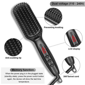 Електрическа четка за изправяне на коса Горещ гребен против изгаряне Преса за коса Гребен Инструменти за коса Инструменти за изправяне на брада Гребен за мъже