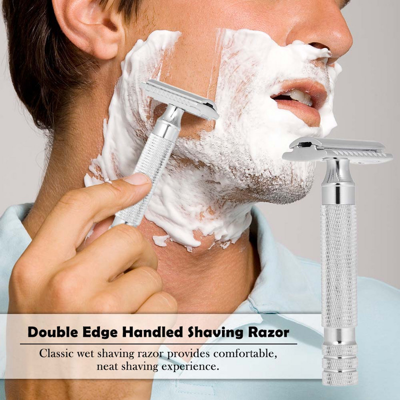 Metallist eemaldatavad käsitsi pardlid meestele habeme raseerimiseks Metallist teraskäepidemega pardlikaitse raseerija