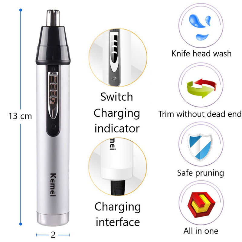 Trimmer de păr reîncărcabil 4 în 1 Origina pentru nas, urechi, pentru bărbați, kit de îngrijire, aparat de tuns barbă electric pentru sprâncene, micro aparat de tuns nas și urechi