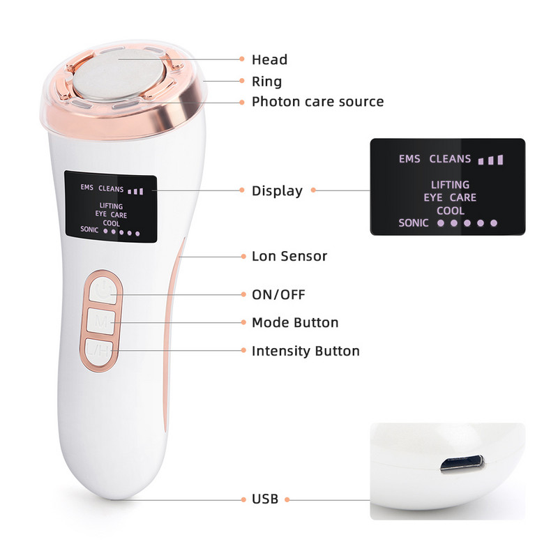 Beauty Hot Cold arcmasszírozó kézi LED foton bőrfiatalító relaxációs eszköz a simább feszesebb arcért, szépségápolási eszköz