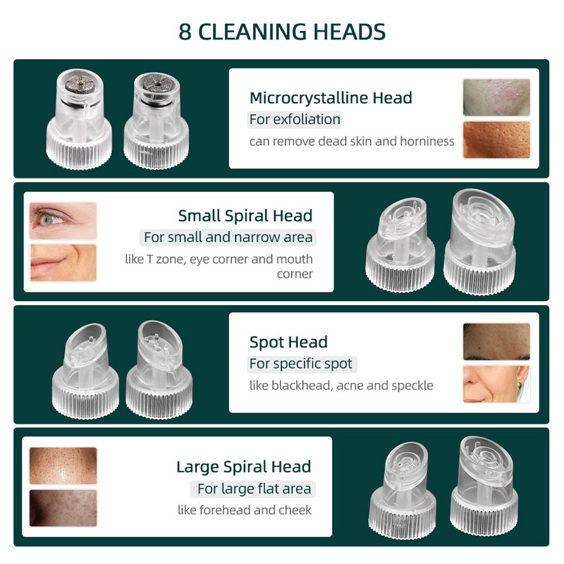 2 az 1-ben Microbubble Hydrafacial Machine újratölthető arcbőrtisztító Nano Scale Bubble Device akne mitesszer eltávolító