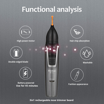 3в1 акумулаторен тример за нос тример за брада за мъже микробръсначка вежди тример за косми в носа комплект за почистване на носа и ушите