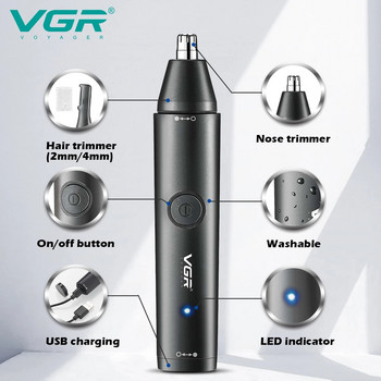 VGR Professional Nose Hair Trimmer Mini Hair Trimmer Electric Nose Trimmer 2 in 1 Clipper Portable Rechargeable Waterproof V-613